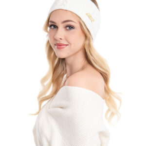 Pleten zimski trak za ušesa - bel